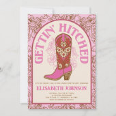 Roze Cowboy Boot krijgt een gehaakte vrijgezel Kaart (Voorkant)