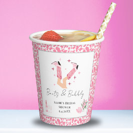 Roze Cowboy Boots & Bubbly Vrijgezellenfeest Papieren Bekers