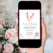 Roze Cowboy Boots & Bubbly Vrijgezellenfeest Showe Kaart