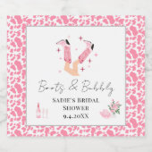 Roze Cowboy Boots & Bubbly Vrijgezellenfeest Sparkling Wijnetiket (Enkel label)