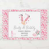 Roze Cowboy Boots & Bubbly Vrijgezellenfeest Sparkling Wijnetiket (Enkel label)