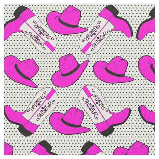 Roze Cowboy Boots Petten op Small Dot Background Stof (Close Up)