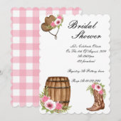 ROZE COWBOY BRUIDSDOUCHE UITNODIGING (Voorkant / Achterkant)