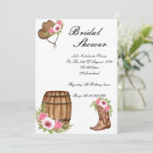 ROZE COWBOY BRUIDSDOUCHE UITNODIGING (Staand voorkant)