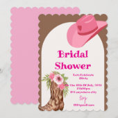 roze cowboy bruiloft uitnodigingskaart save the date (Voorkant / Achterkant)