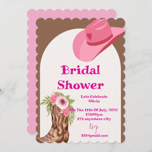 roze cowboy bruiloftsfeest uitnodigingskaart save the date (Voorkant / Achterkant)