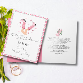 Roze Cowboy Laarzen & Bubbly Gefeliciteerd Bruid Kaart