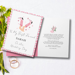 Roze Cowboy Laarzen & Bubbly Gefeliciteerd Bruid Kaart