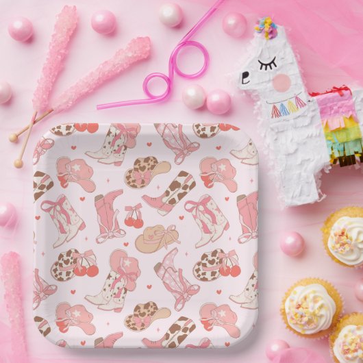 Roze Cowboy Laarzen Papier Bord (Feest)