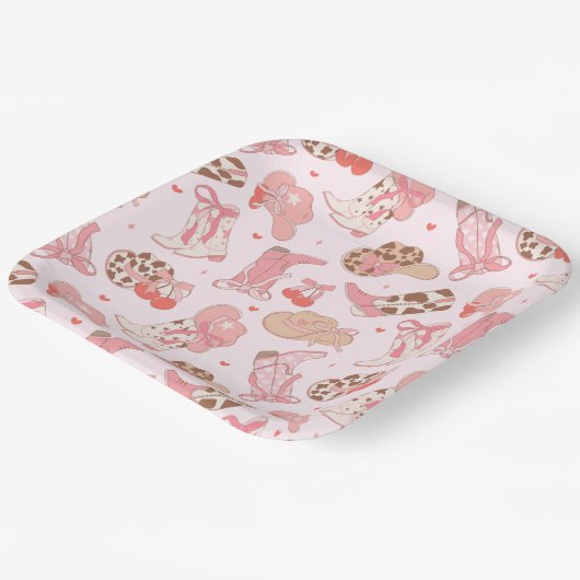 Roze Cowboy Laarzen Papier Bord (Gebogen)
