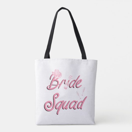 Roze Cowboy Pet met Bloemen Bride Squad Tote Bag (Achterkant)
