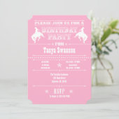 Roze Cowboy Rodeo Birthday Party Invitation Kaart (Staand voorkant)