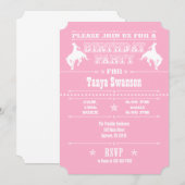 Roze Cowboy Rodeo Birthday Party Invitation Kaart (Voorkant / Achterkant)