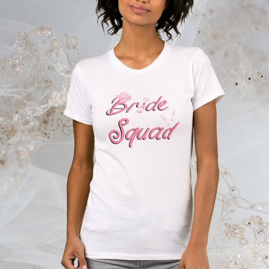 Roze cowboyhoed met bloemen Bride Squad  T-shirt