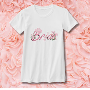 Roze cowboyhoed met bloemen bruid  t-shirt