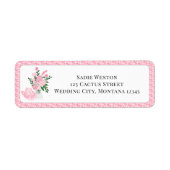 Roze Cowboyhoed met bloemen Bruidsdouche Etiket (Voorkant)