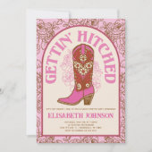 Roze Cowboylaars Verloving Bachelorettefeest Kaart (Voorkant)