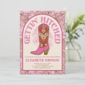 Roze Cowboylaars Verloving Bachelorettefeest Kaart (Staand voorkant)