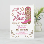 Roze Cowboylaars Yee Haw Meisjesachtige Rodeo Verj Kaart (Staand voorkant)