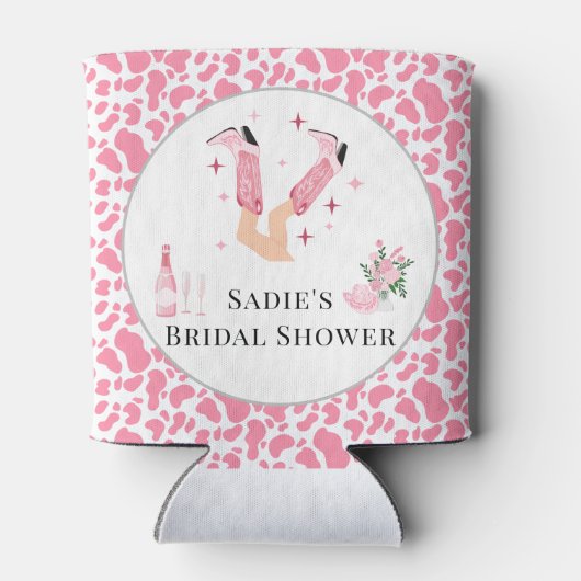 Roze Cowboylaarzen & Bruisende Bruids-Shower Blikjeskoeler (Achterkant)