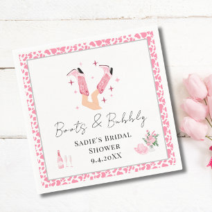 Roze Cowboylaarzen & Bruisende Bruiloftsdouche Servet