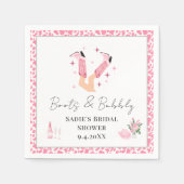 Roze Cowboylaarzen & Bruisende Bruiloftsshower Servet (Voorkant)