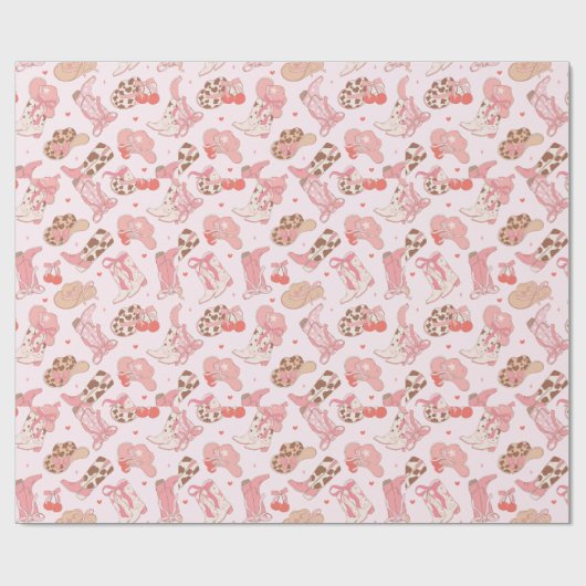Roze Cowboylaarzen inpakpapier (Vlak)
