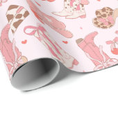 Roze Cowboylaarzen inpakpapier (Rol Hoek)