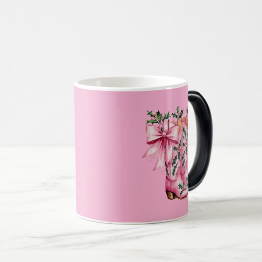 Roze cowboylaarzen magische mok (Voorkant rechts)