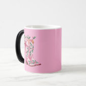 Roze cowboylaarzen magische mok (Voorkant links)