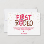 Roze Cowgirl 1e Rodeo Dank je Kaart (Voorkant)