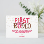 Roze Cowgirl 1e Rodeo Dank je Kaart (Staand voorkant)
