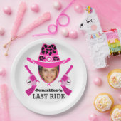 Roze Cowgirl Aangepaste Foto Papieren Bordje (Feest)