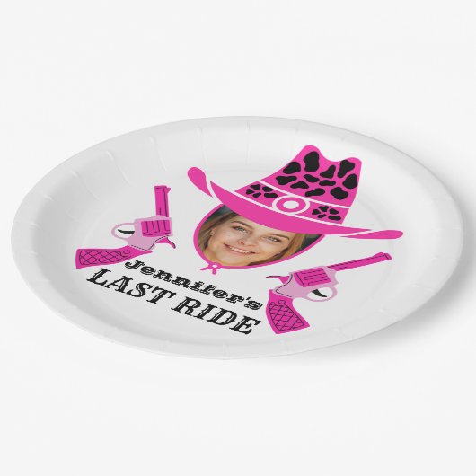 Roze Cowgirl Aangepaste Foto   Papieren Bordje (Gekanteld)