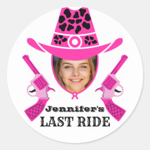 Roze Cowgirl Aangepaste foto Ronde Sticker