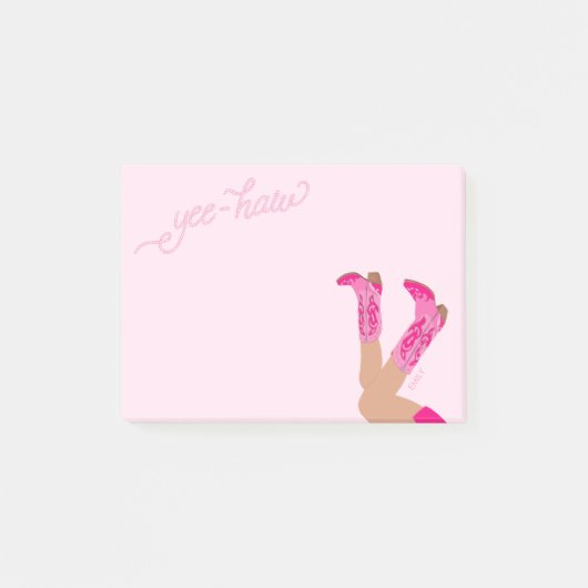 Roze Cowgirl Aangepaste Naam Post-it® Notes (Voorkant)