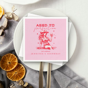Roze Cowgirl Aged to Perfection Verjaardagsfeestje Servet