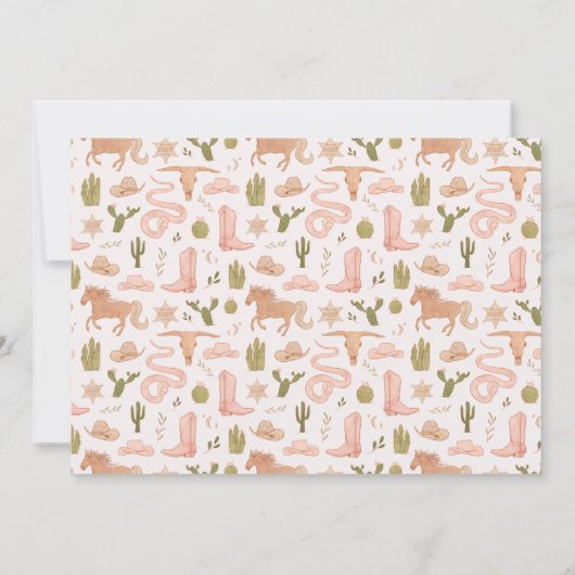 Roze Cowgirl Baby Foto Geboorte Aankondiging (Achterkant)