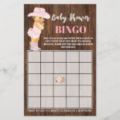 Roze Cowgirl Baby shower Bingo Game Kaart Flyer (Voorkant)