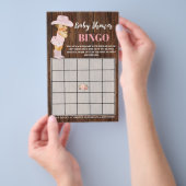 Roze Cowgirl Baby shower Bingo Game Kaart Flyer (Hand)