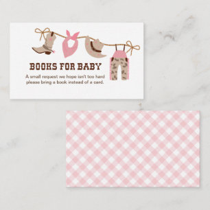 Roze Cowgirl Baby shower Boeken voor Baby Enclosur Informatiekaartje