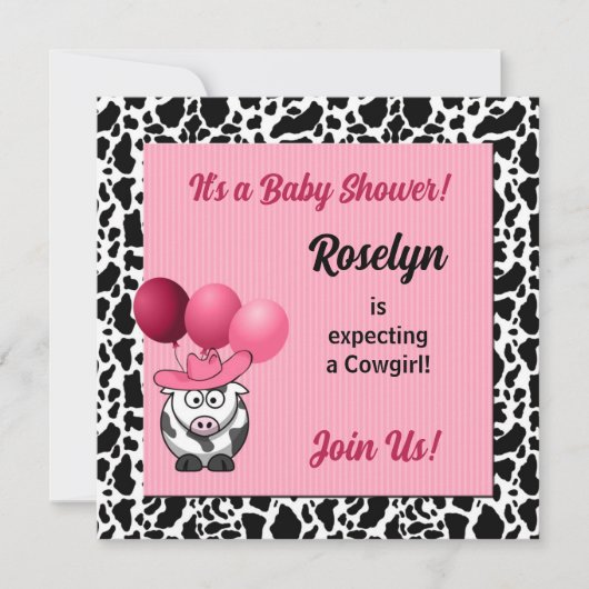 Roze Cowgirl Baby shower Kaart (Voorkant)