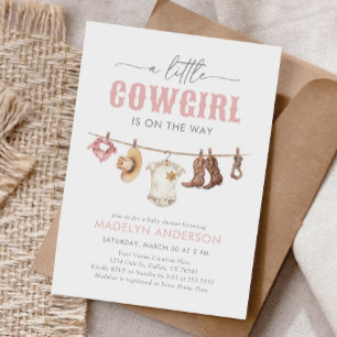 Roze Cowgirl Baby shower Kaart