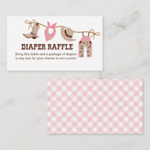 Roze Cowgirl Baby shower Luier Raffle Informatiekaartje