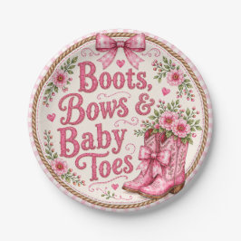 Roze Cowgirl Baby Shower Papieren Borden | Laarzen Bordje
