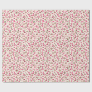 Roze Cowgirl Baby Shower Papieren Borden Laarzen Cadeaupapier