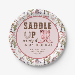 Roze Cowgirl Baby shower Saddle Up Party Bord
