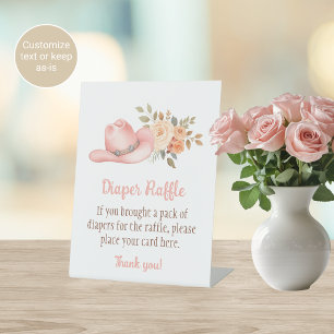 Roze Cowgirl Baby Shower Thema Luiers Raffle Bord Reclamebord Met Voetstuk