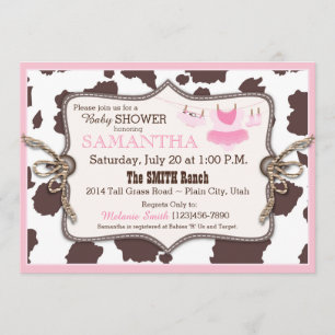 Roze Cowgirl Baby shower Tutu Kaart