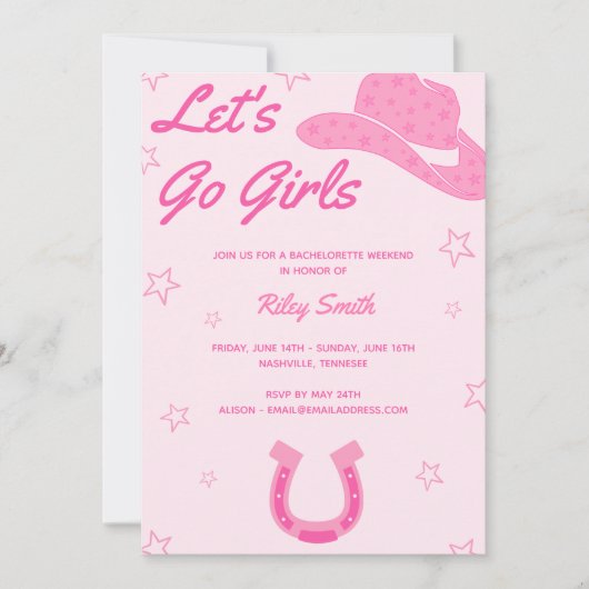 Roze Cowgirl Bachelorette Kaart (Voorkant)